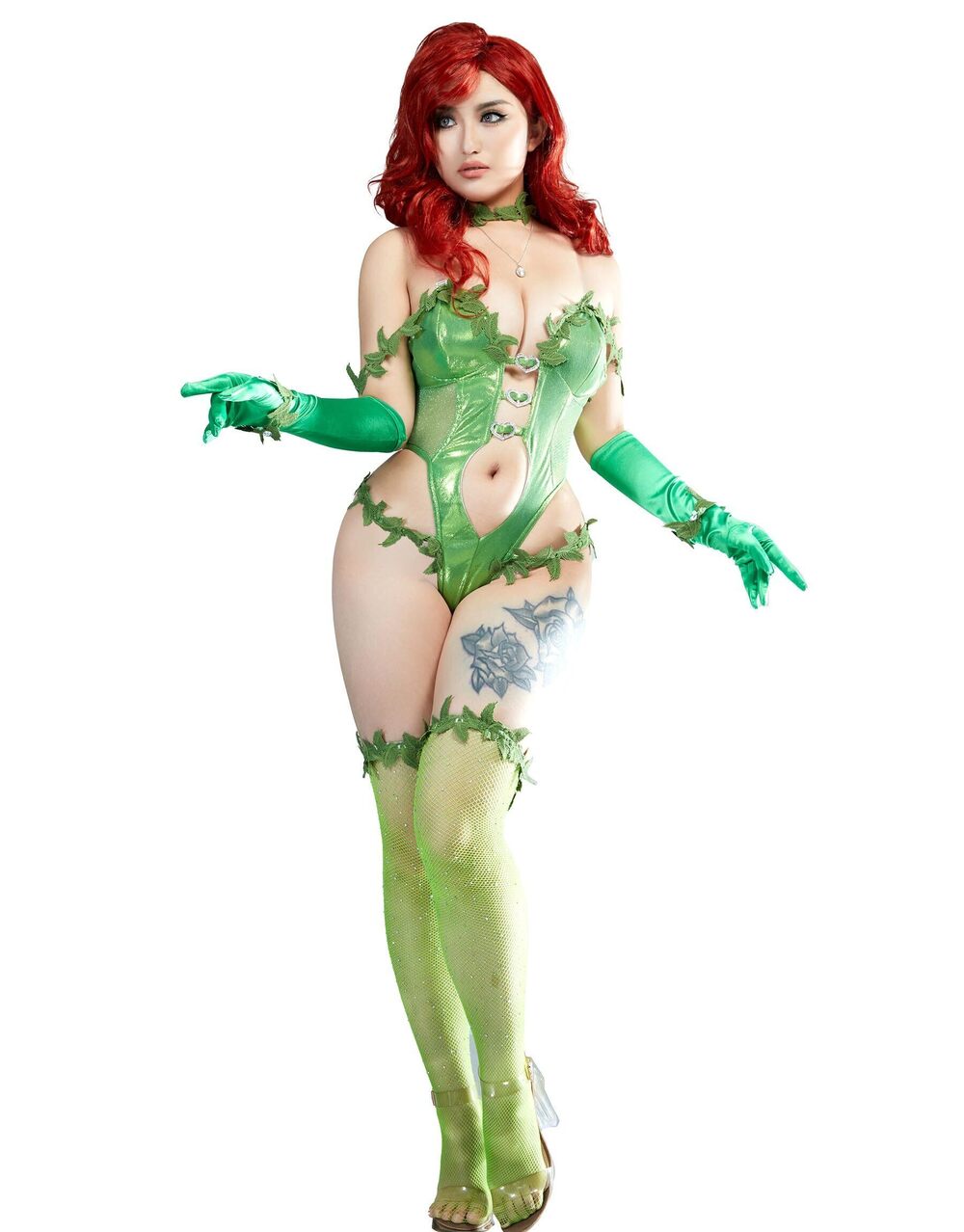 9413 Anime Cosplay Costume Green Vine Style Outfit Sexy Lingerie Bodysuit